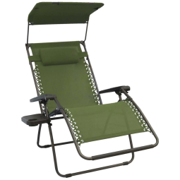 Cadeira Reclinável Ajustável Gravidade Zero com Apoio de Cabeça e Porta Copos e Cobertura de Sombra, BLISS HAMMOCKS GFC 450WSG, Verde claro