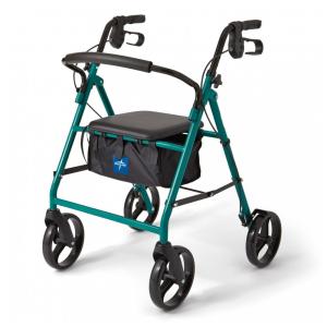 Andador Adulto Idoso com Apoio de Braço, Assento Acolchoado e Cesto, Suporta até 158 kg, MEDLINE MDS86850EGS8, Verde