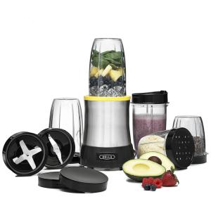 Liquidificador Pessoal para Vitaminas com 15 Acessórios Aço Inoxidável 700W, 110v, BELLA, Cinza