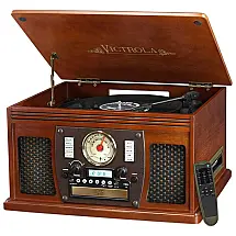 Clássica Toca Discos 8 em 1 Bluetooth com USB 3 Velocidades e Toca Discos, VICTROLA VTA 600B MAH, Marrom