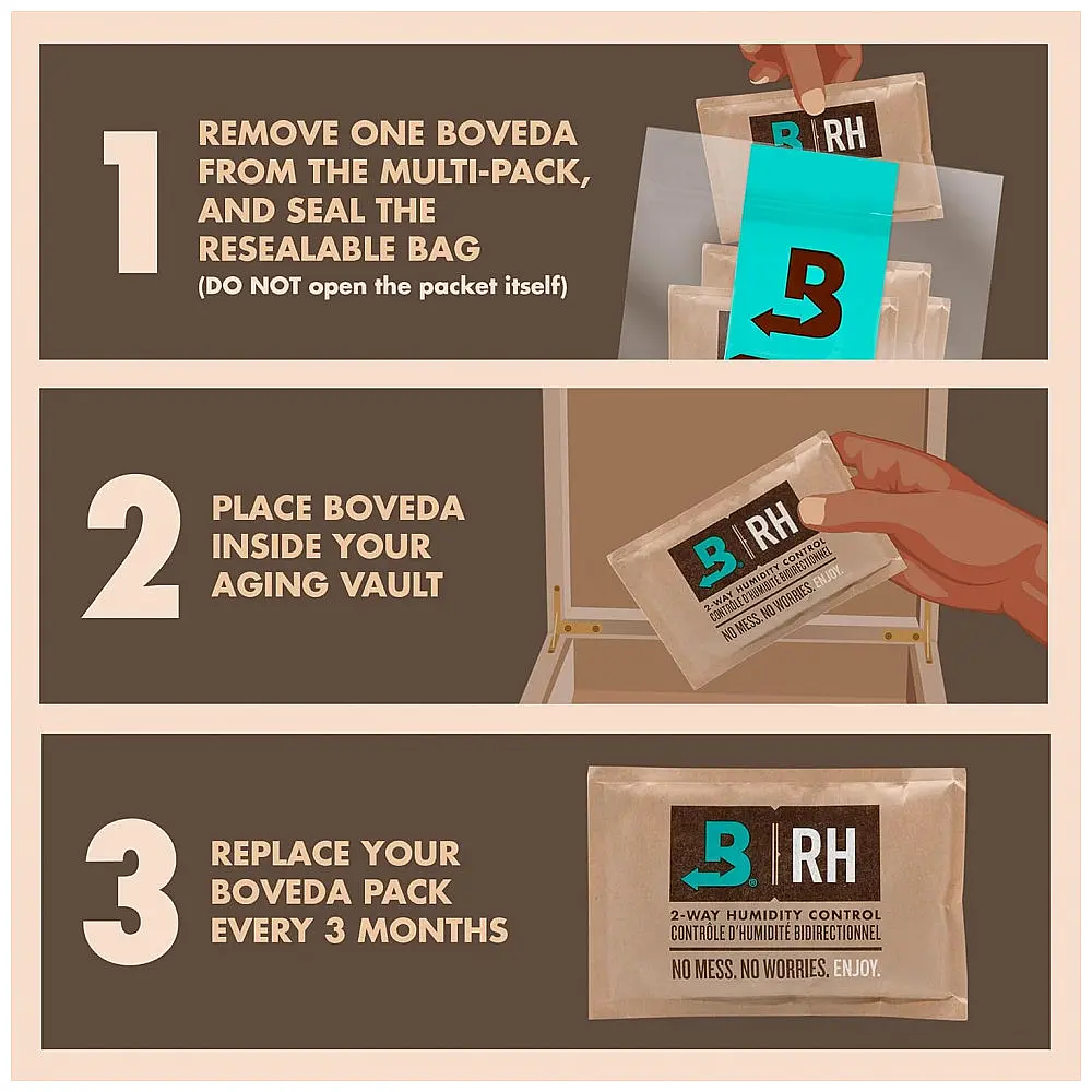Pacotes de Controle de Umidade Boveda Marrom 75% 60g - Kit com 20 Unidades para Humidores de Charutos — foto 3