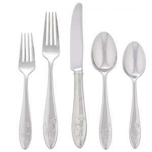 Conjunto de Talheres, Sofisticação e Durabilidade para Sua Casa com 5 Peças e Material de Aço Inoxidável, LENOX Butterfly 803604, Prata