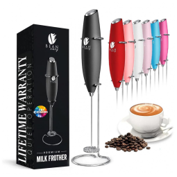 Espumador Elétrico de Leite em Aço Inoxidável a Bateria com Suporte, BEAN ENVY BK1, Preto