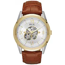 Relógio Masculino Analógico Automático de Couro, RELIC BY FOSSIL ZR77280, Marrom