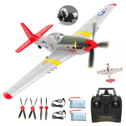 Avião de Controle Remoto com Sistema de Estabilização Xpilot, Acrobáticas e Giroscópio 6 Eixos de 2,4 GHz, Rcxsuv, Prata e Vermelho