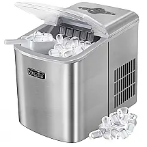Máquina de Gelo até 14 kg em 24H Portátil em Aço Inoxidável, 110v, KUMIO, Prateado