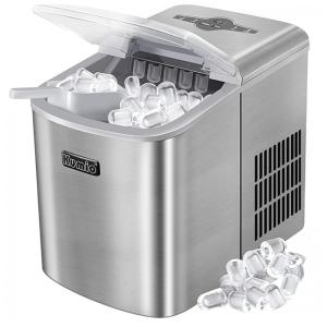 Máquina de Gelo até 14 kg em 24H Portátil em Aço Inoxidável, 110v, KUMIO, Prateado
