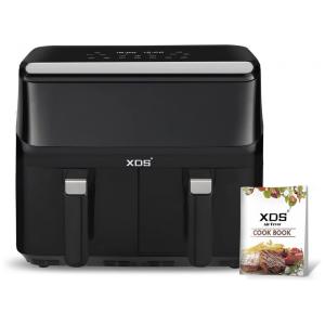 Fritadeira Elétrica AirFryer 8L com Painel Digital, Temperatura Ajustável e Cesto Duplo, 110V 1800W, XDS, Preta