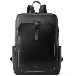Mochila de Couro para Laptop Casual, BOSTANTEN BL6192301K, Preto
