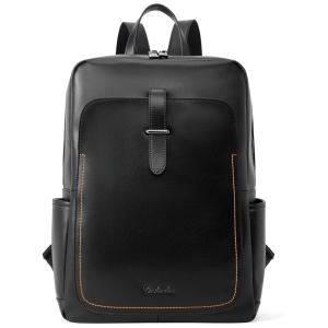 Mochila de Couro para Laptop Casual, BOSTANTEN BL6192301K, Preto
