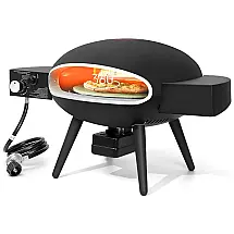 Forno de Pizza a Gás Portátil com Sistema de Autorrotação e Ignição Elétrica , Amopatio, Preto