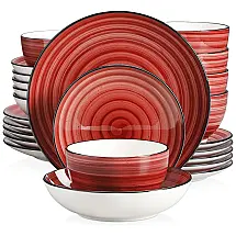 Aparelho de Jantar com 24 Peças de Cerâmica Ideal ara 6 Pessoas, vancasso Vermelho
