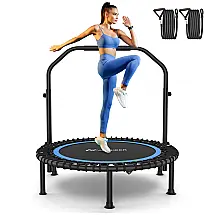 Trampolim de Rebote 102x122 cm com Guidão Ajustável – Mini Exercício Indoor para Adultos e Crianças