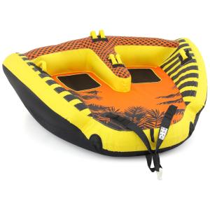 Boia Rebocável para 2 Pessoas, Carga Máx 590 kg com 2 Pontos de Reboque, Inflação e Desinflação Rápidas, SFIHOME, Amarelo e Preto