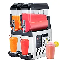 Máquina de Slush Raspadinha Comercial Takywep 24L Duplo Tanque Aço Inox Auto Limpeza 240V