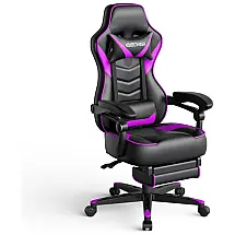 Cadeira Gamer YOURLITEAMZ, Couro PU, Ergonômica, Reclinável, 360 Graus, Preto, Roxo