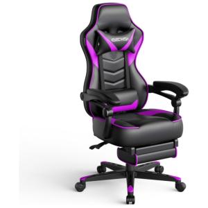 Cadeira Gamer YOURLITEAMZ, Couro PU, Ergonômica, Reclinável, 360 Graus, Preto, Roxo