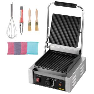 Sanduicheira Antiaderente 1800W com Controle de Temperatura, 110v, HAPPYBUY Sandwich Press Grill, Prateado