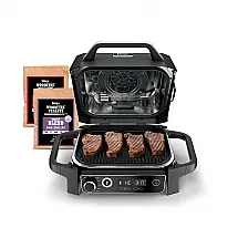 Churrasqueira Grill 7 em 1 Ninja OG701 para Área Externa Movida á Pellet de Madeira, Aço inoxidável