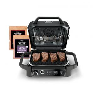 Churrasqueira Grill 7 em 1 Ninja OG701 para Área Externa Movida á Pellet de Madeira, Aço inoxidável