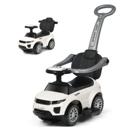 Carrinho de Passeio Infantil 3 em 1 com Buzina, Música, Luz e Proteção de Braço para Crianças de 1 a 3 Anos, Costzon, Branco