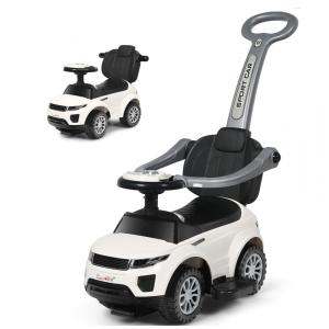 Carrinho de Passeio Infantil 3 em 1 com Buzina, Música, Luz e Proteção de Braço para Crianças de 1 a 3 Anos, Costzon, Branco