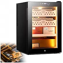 Gabinete Humidor Elétrico 50L Genérico Preto Termoelétrico para 200-300 Charutos com Trava Digital 240V
