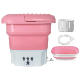 Mini Máquina de Lavar Portátil 2 Kg com Cesto de Drenagem, Bivolt, BESDAS, Rosa e Branca