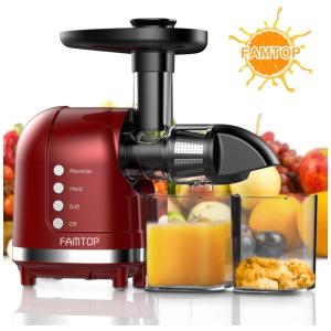 Espremedor de Sucos, 110v, FAMTOP Slow Masticating Juicer Extractor, Vermelho