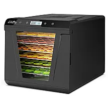 Desidratador de Alimentos 6 Bandejas e Controle de Temperatura, Aço Inoxidável, 110v, LONDON SUNSHINE, Preto