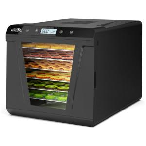 Desidratador de Alimentos 6 Bandejas e Controle de Temperatura, Aço Inoxidável, 110v, LONDON SUNSHINE, Preto