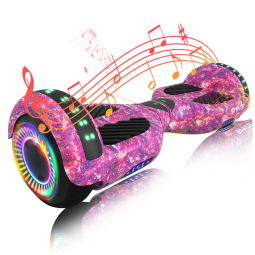 Hoverboard SIMATE Galaxy Purple com Bluetooth, Rodas Todo Terreno com Luzes de LED e Controle por App – Crianças e Adultos