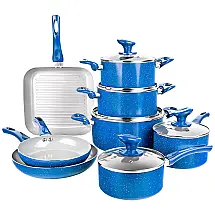 Conjunto de Panelas Antiaderentes com Revestimento de Cerâmica, 13 Peças, GRANITESTONE 8299, Azul
