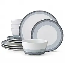 Aparelho de Jantar para Todas as Ocasiões com 12 Peças, Formato Redondo e Material de Porcelana, Noritake G017-12E, Colorido