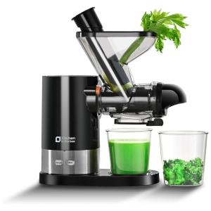 Centrifuga de Frutas de Mastigação Lenta com Calha de Alimentação Dupla, sem BPA e Motor Silencioso, 110V 100W, Kitchen in the box, Preta