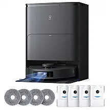 Robô Aspirador ECOVACS DEEBOT T30S AI Care 2 em 1 Preto 11000Pa Água Quente Auto-Esvaziamento
