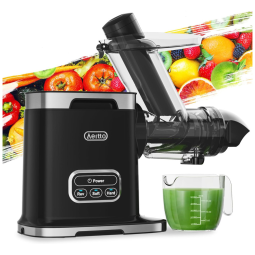 Centrifuga de Frutas com Calha de Alimentação de 9 cm, 2 Modos de Mastigação, Fácil de Limpar, 110V 150W, Aeitto, Preta
