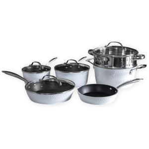 Conjunto de Panelas e Frigideiras Antiaderentes com Tampas, 10 Peças, Branca, ORGREENIC, Branco