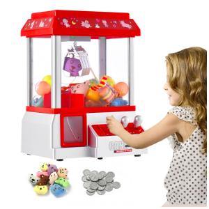 Mini Máquina de Garra para Crianças VISATOR Rosa e Branco com Brinquedos e Música, Dispenser de Prêmios para Festa e Diversão em Casa