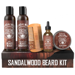 Kit para Barba Profissional Portátil com Cera e Pente, 5 Itens, VIKING REVOLUTION 4354162784, Preto