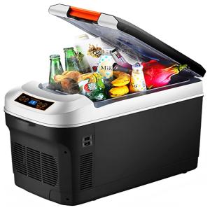 JUNKUN Mini Geladeira, Cooler Automotiva Elétrico Portátil 25L, 110V, Preto