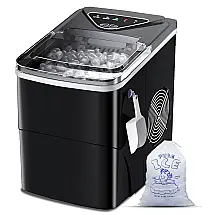 Máquina de Gelo até 12 kg em 24H Portátil com Colher, 110V 90W, FZF, Preta