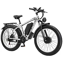Bicicleta Elétrica 2000W Motor Duplo, Bateria 48V 23Ah Removível, Quadro Alumínio 6061, Pneus 26x10cm, Suspensão Trava, Freios Hidráulicos