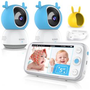 Babá Eletrônica KAWA com 2 Câmeras HD 720p, Áudio, Visão Noturna e Sensor de Temperatura