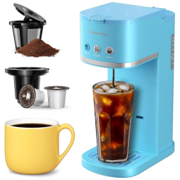 Máquina de Café de Dose Única, para Café Moído e Xícara K com Desligamento Automático, 110V 1000W, Famiworths, Preta