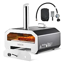 Forno de Pizza VEVOR Multicombustível 40,6 cm Lenha e Gás Portátil Pedra Refratária Alta Temperatura Externo