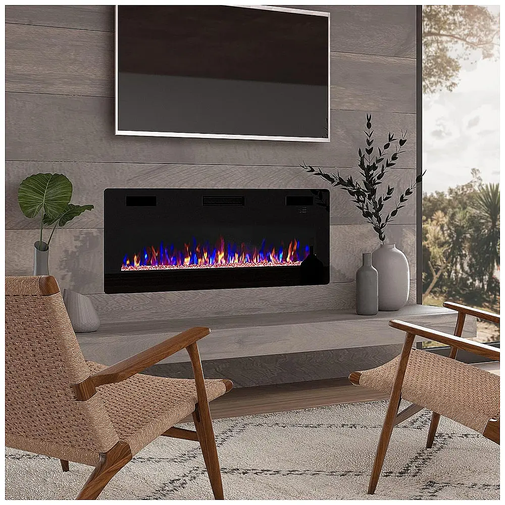 Lareira Elétrica Bossin 127x46cm 1500W 12 Cores LED Touch Screen Embutir 110V — foto 3