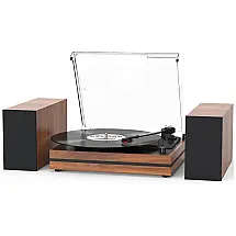Toca Discos Retro com 3 Velocidades e Alto Falantes Estéreo Duplos, 110V, Seasonlife R612, Marrom