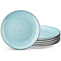 Conjunto de Pratos Rasos em Cerâmica 6 UN, Vancasso Bonbon, Azul