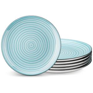 Conjunto de Pratos Rasos em Cerâmica 6 UN, Vancasso Bonbon, Azul